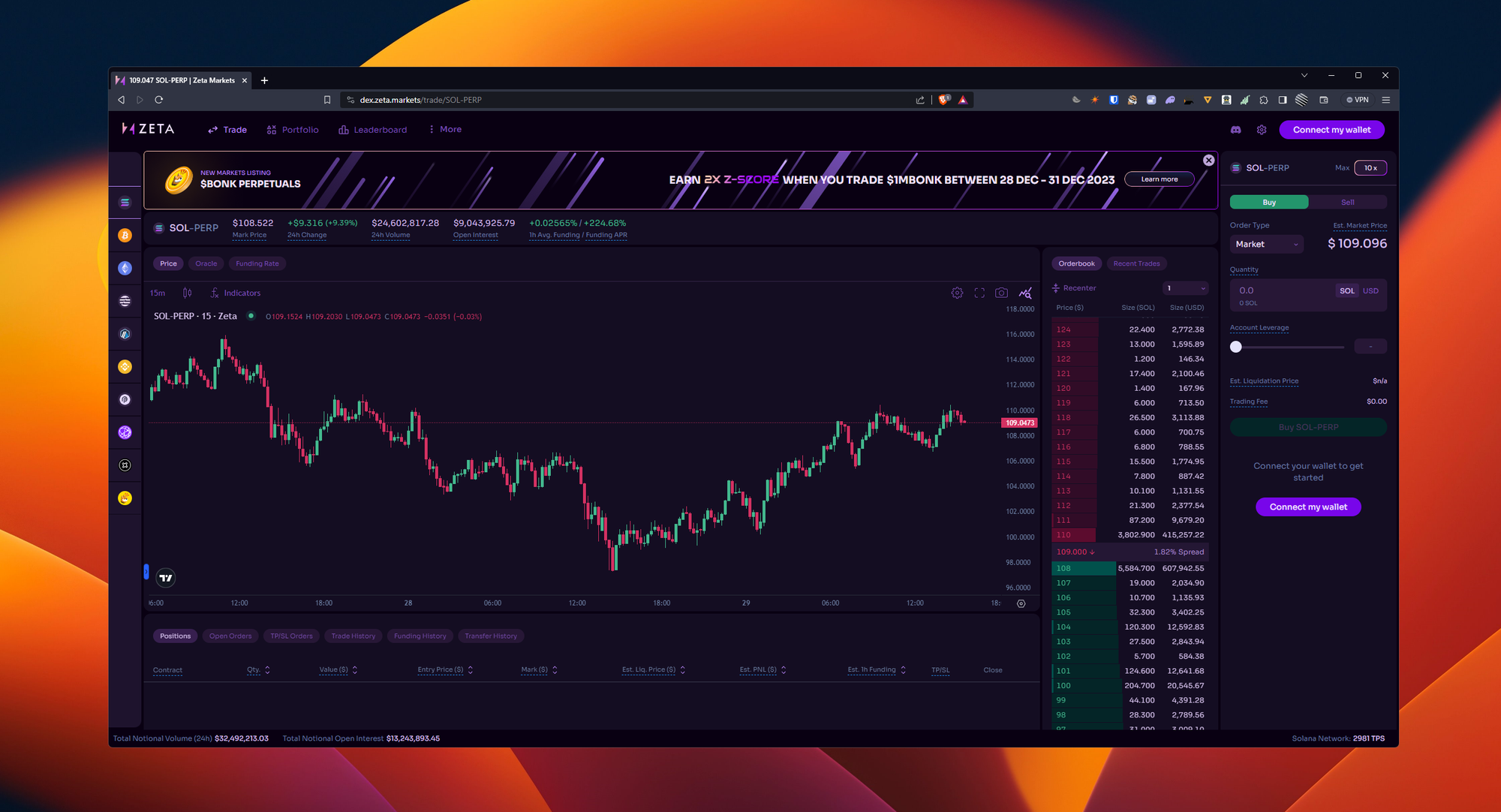 Synthetix Perps trading interface screenshot